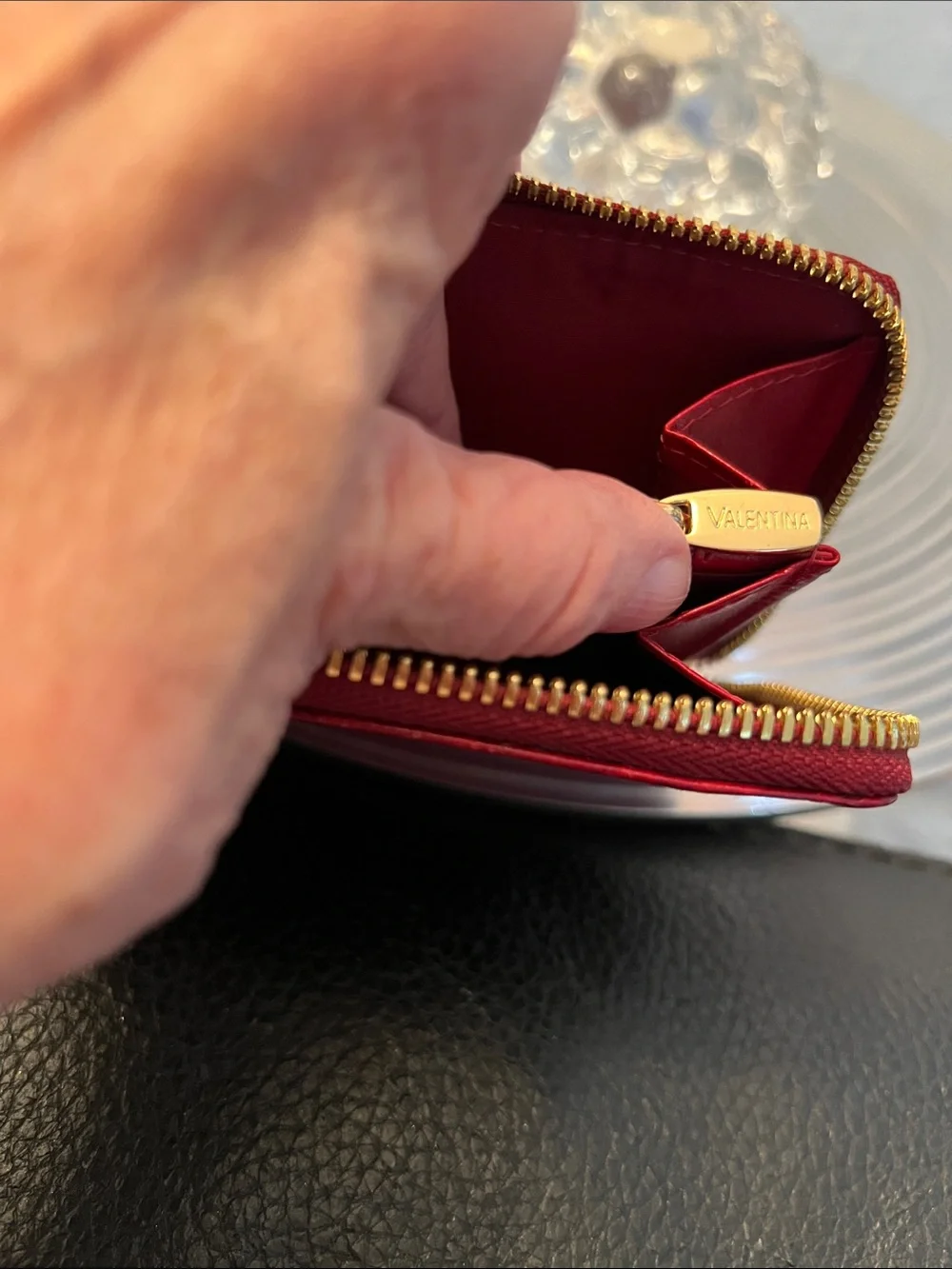 VALENTINA authentic Tulip Women's Red Embossed Leather Wallet